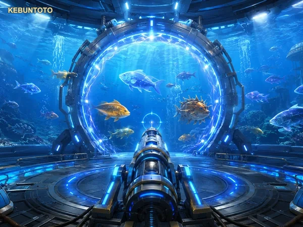 Target ikan berwarna-warni dalam permainan Happy Fishing